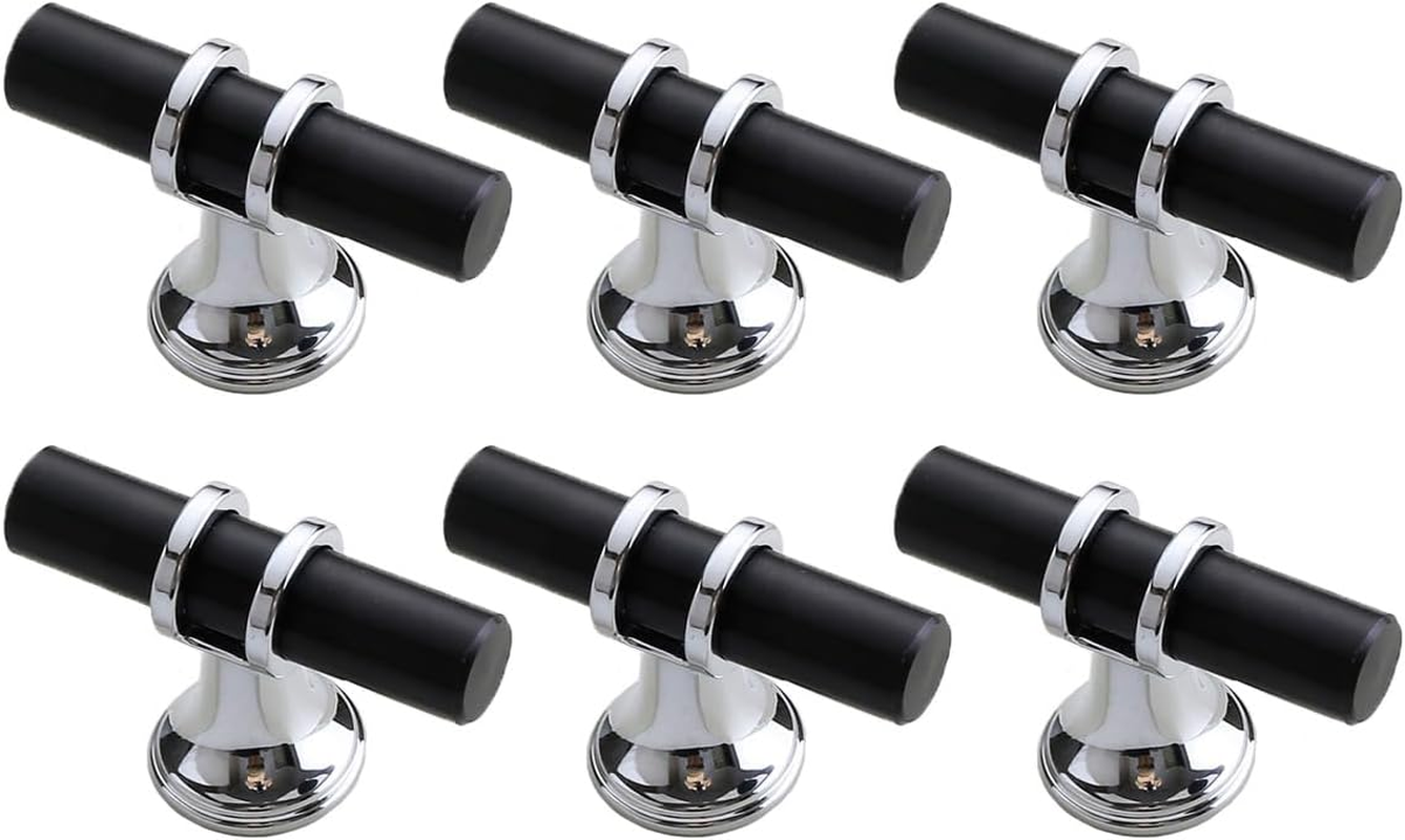 6 Pack Gold Cabinet Knobs 1.97" T Bar Drawer Knobs Zinc Alloy Single Hole Pulls for Dresser 50Mm Cupboard Handles for Kitchen Wardrobe Cabinet Hardware (6, Black Gold)