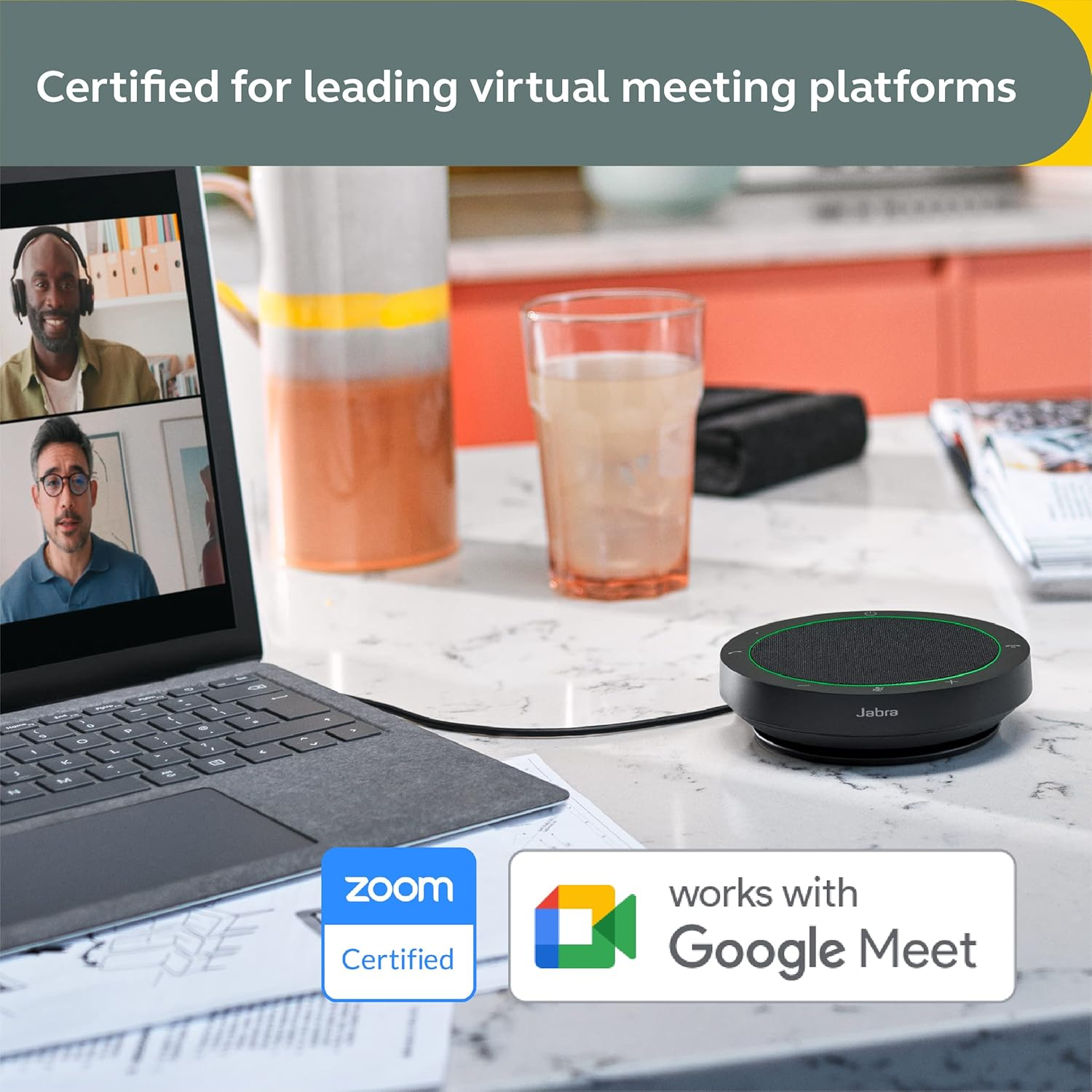 Jabra Speak2 40 Portable Speakerphone - 4 Noise-Cancelling Mics, Full-Range 50Mm Conference Speaker, Wideband Audio & USB-A/USB-C Connections - Certified for Zoom & Google Meet - Dark Grey image number 4