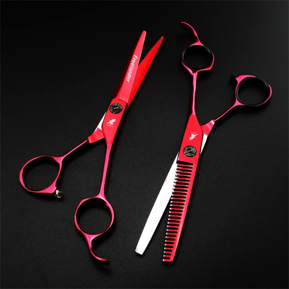 6.0 Inch Professional Hairdressing Scissors Set Flat Scissors Thinning Scissors Send Comb Scraper for Hairdressing Salon Home Scissors Set