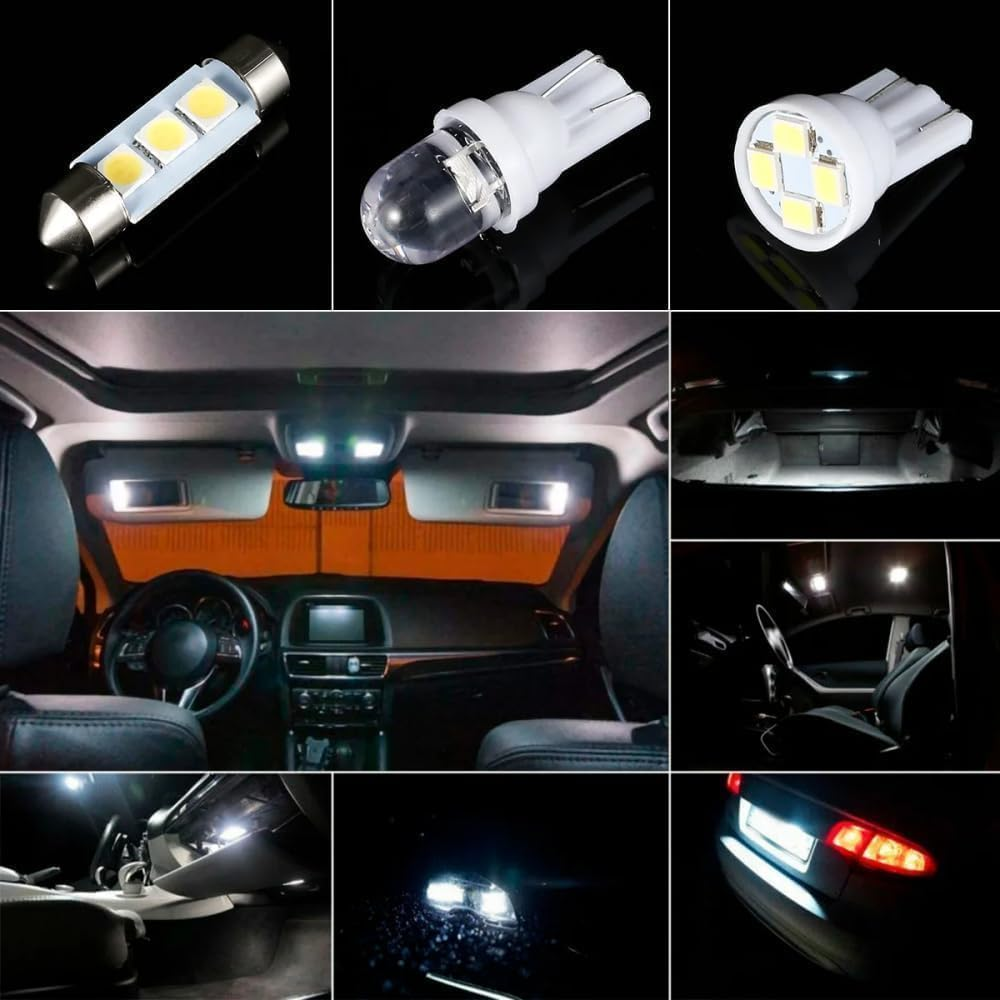 Slzhds 42 Pcs Car Led Lights Interior, Car Led Bulb Set Kit, T10 Led Bulb, W5W LED, 6000K 12V T10 168 2825 W5W 921 LED Kit for Car Vehicle Map Dome Door Trunk License Plate Bulb image number 2