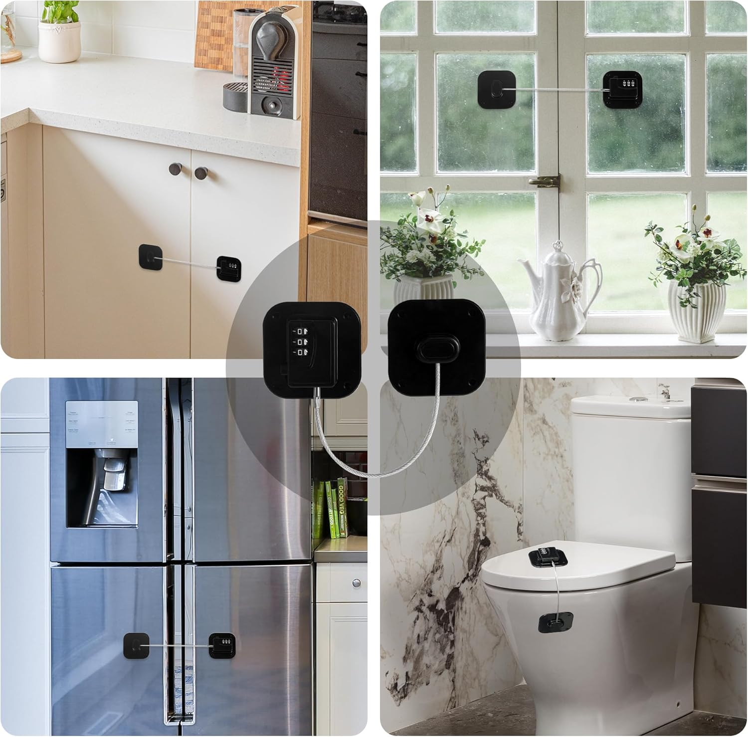 Refrigerator Lock, Heavy Duty Fridge Lock, Combination Lock for Refrigerator Cabinets, Drawers, Safety Lock, Easy Install No Keys Needed (Black-1Pack) image number 3