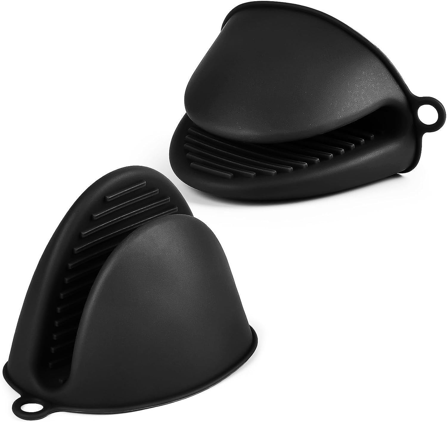 AUAUY 1 Pair Mini Silicone Oven Mitts, Heat Resistant Pot Holders Mitts, Cute Oven Pinch Grip Gloves, Small Potholders for Kitchen, Air Fryer Mitts Pair for Cooking, Baking and Grilling (Grey)