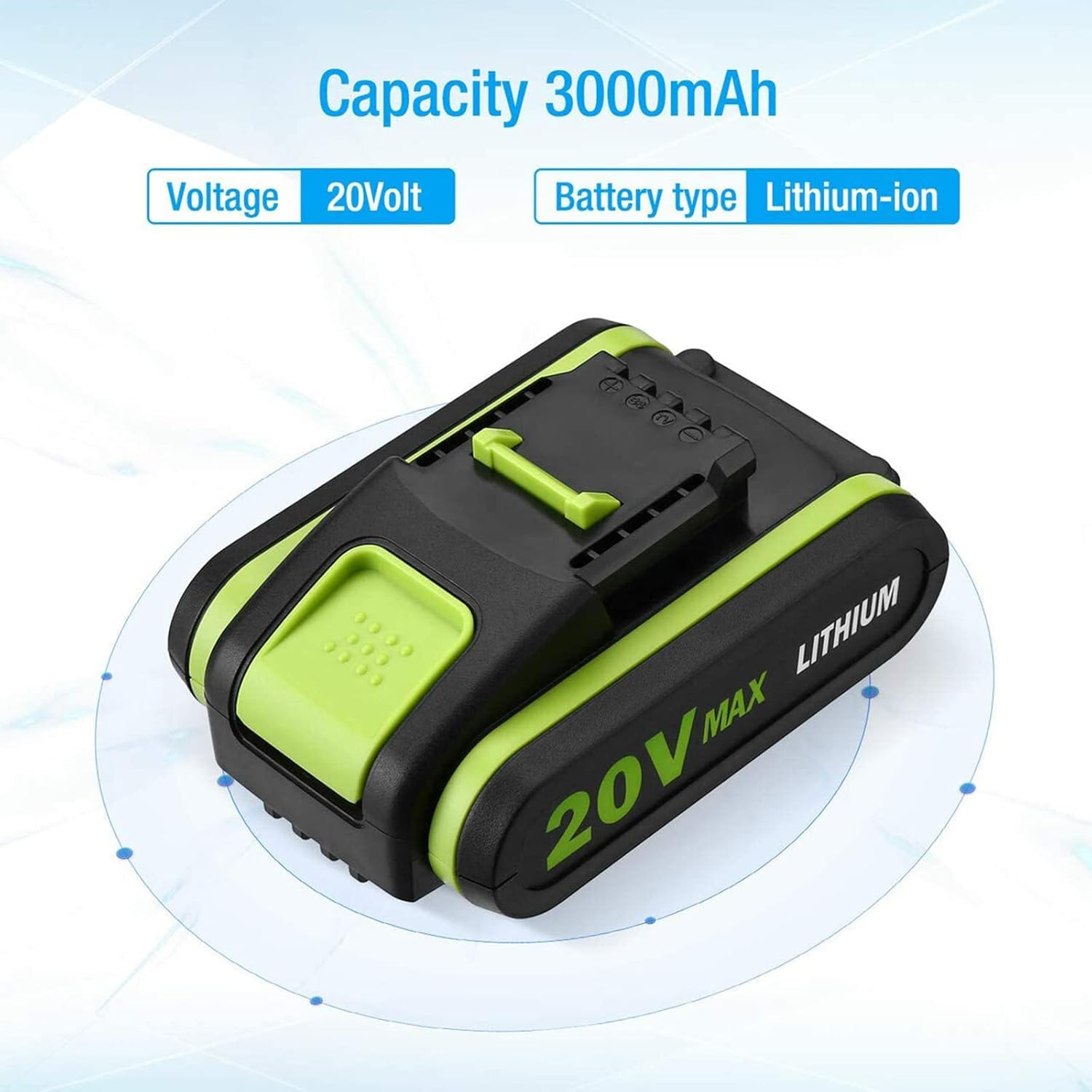 Geelink WA3551 3.0Ah Lithium-Ion Replacement Battery for Worx 20V WA3551 WA3551.1 WA3553 WA3553.2 WA3641 WG629E WG546E WU268 image number 2