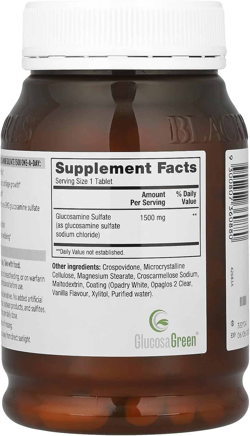 1500Mg X 180 Tab Blackmores Arthritis Pain Relief Tablets Glucosamine Sulfate