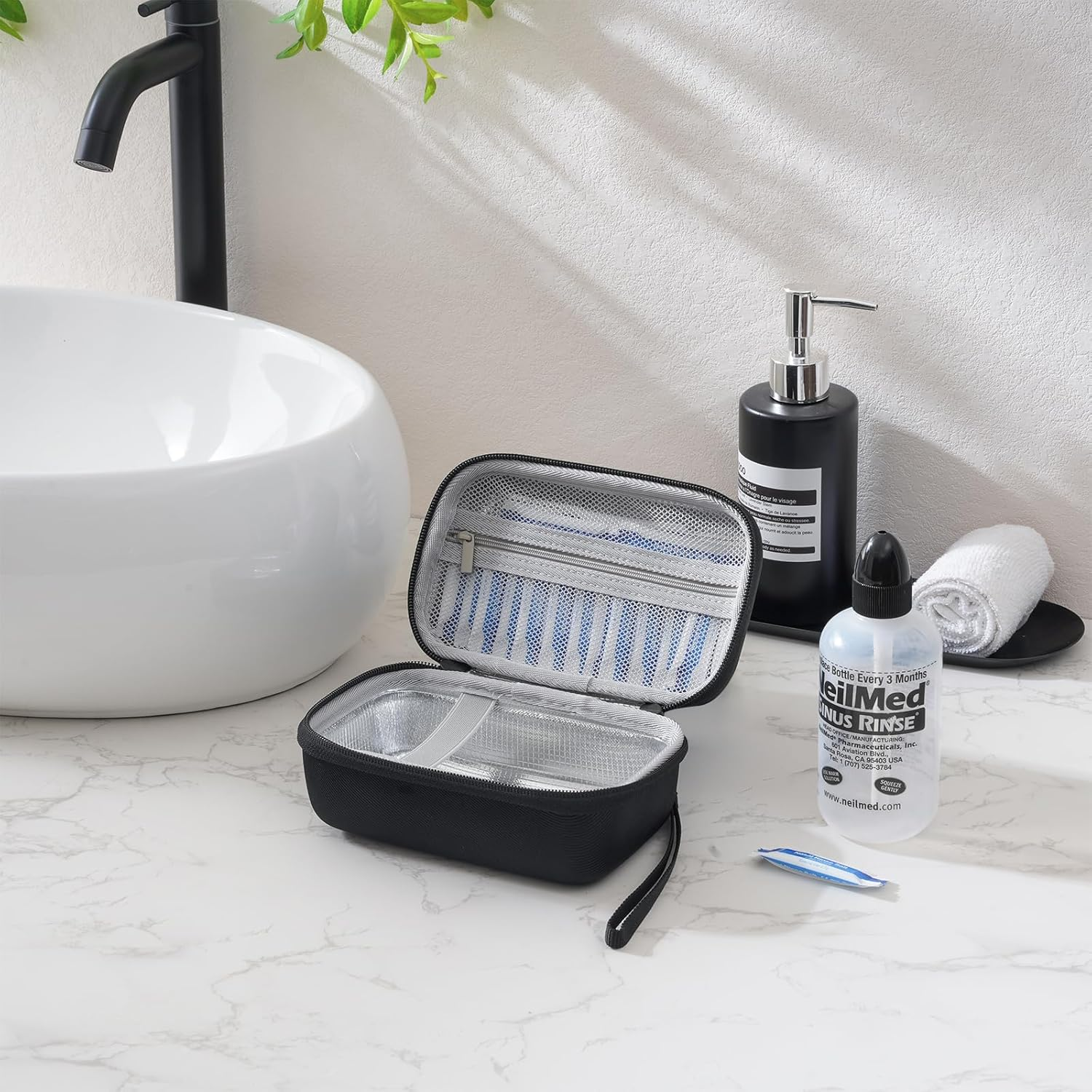 Procase Hard Travel Case for Neilmed Sinus Rinse Packets, Carrying Bag for Maoever Neti Pot Nasal Rinse, Portable Case for Sinus Rinse Bottle and Nasal Wash Salt Packets or Nose Cleaner Kit -Black image number 1