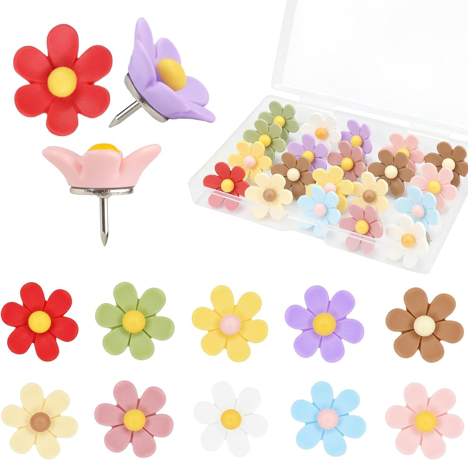 Liangang 30Pcs Strawberry Push Pins for Cork Board - Decorative Thumb Tacks for Photo Wall, Feature Wall, Map, Bulletin Board, Office or Home(30Pcs Strawberry)