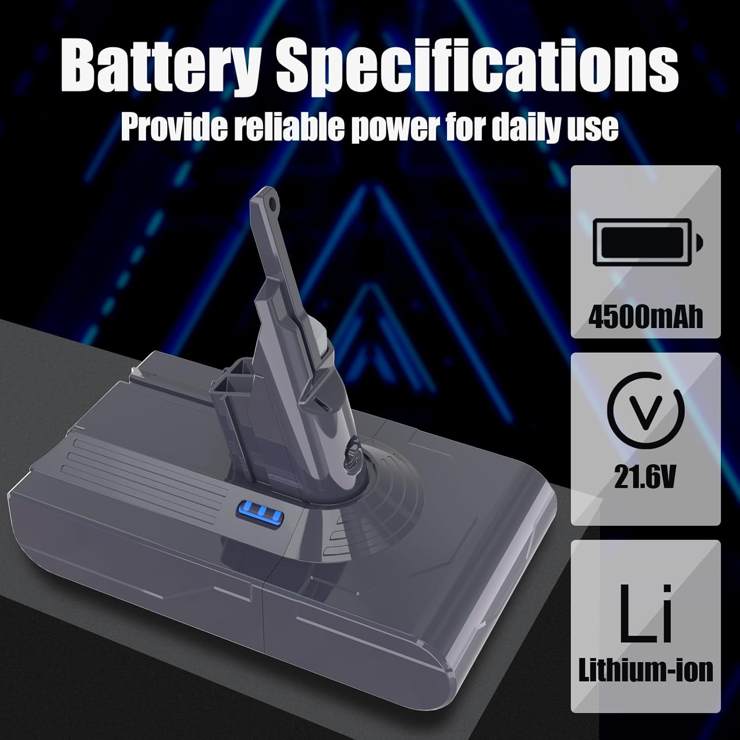 KUNLUN V8 Replacement Battery 21.6 V, Compatible for V8 SV10 Animal Absolute Motorhead Fluffy Cord-Free Handheld Cordless Vacuum Cleaner with 2 Filters + Brush + Screws, 4500 Mah image number 6