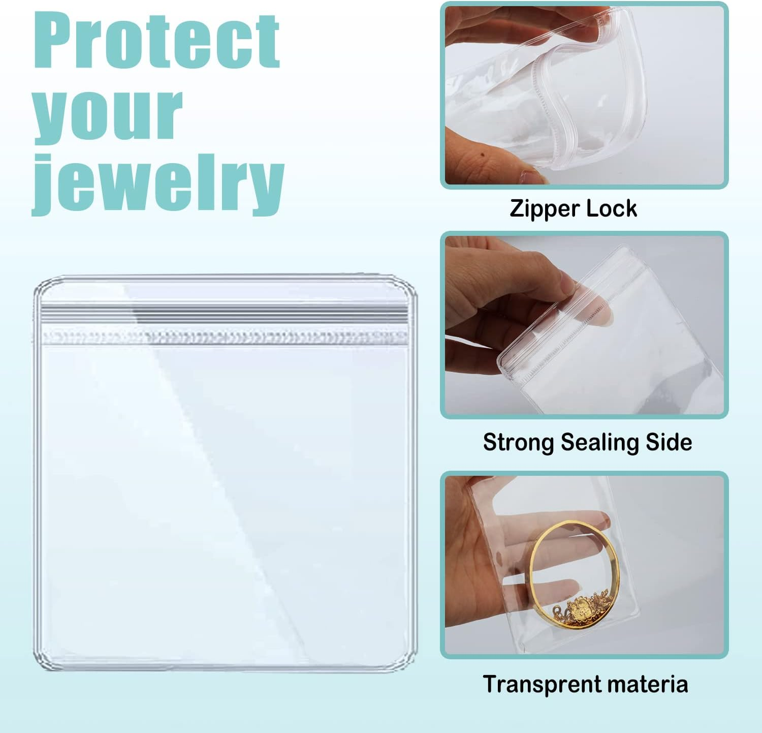 WEDDINGHELPER Jewelry Bags Small Self-Sealing Plastic Zip Clear Bags PVC Transparent Lock Bag for Storing Bracelets Rings Earrings Ziplock Pouch (4.3 X 4.3Inch(100Pcs) image number 6