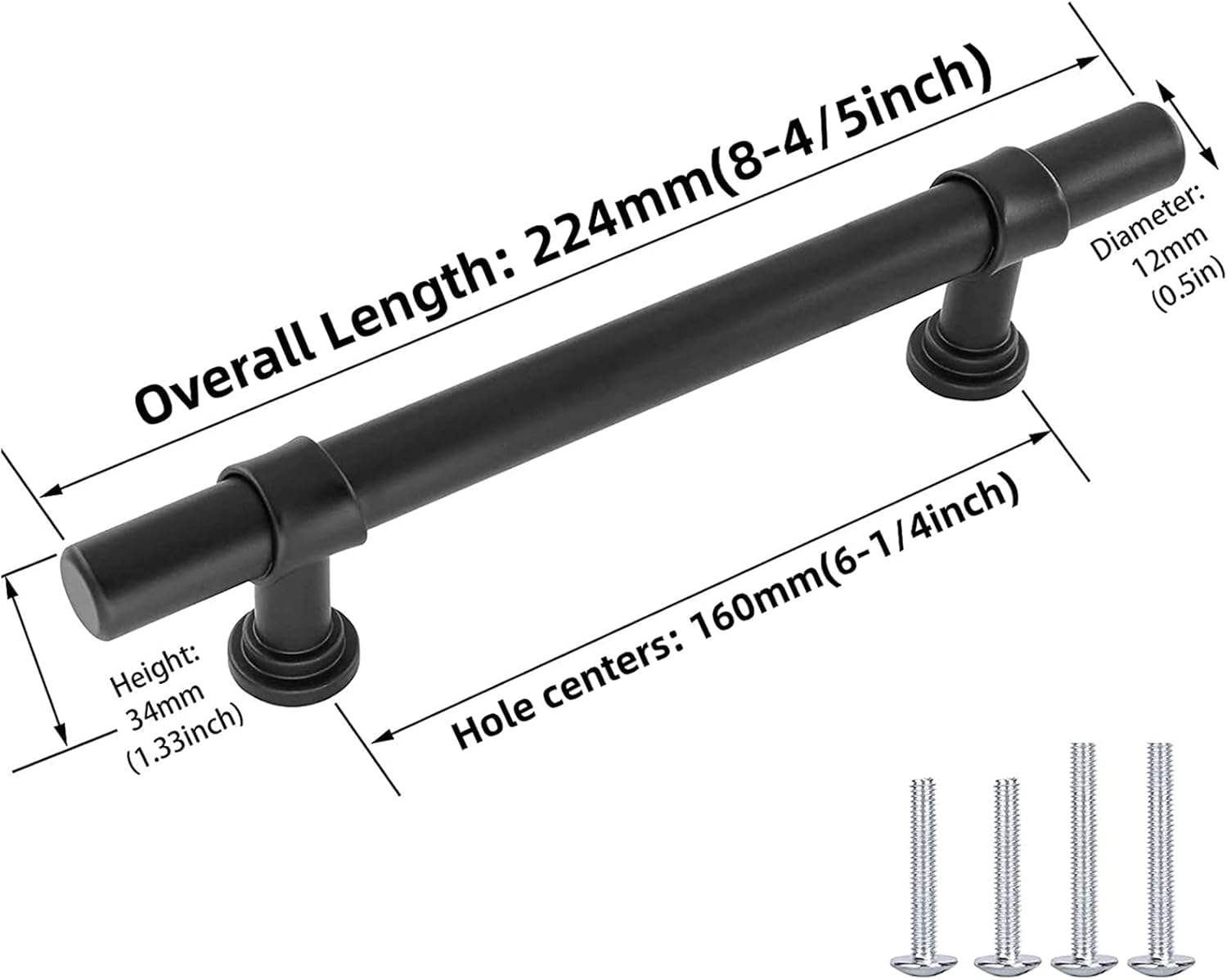 LONTAN 10 Black Cupboard 160Mm T-Shaped Black Drawer Handles Dresser Cabinet Pulls Vintage Wardrobe Bedroom Cupboard Door Pulls image number 5