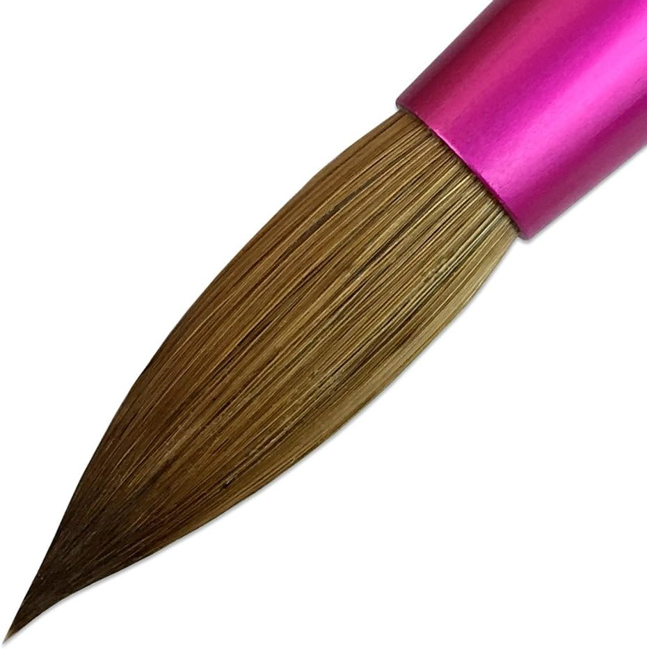 PANA Pure Kolinsky Hair Acrylic Nail Brush - round Shape Pink Ferrule with White Swirl Blue Handle (Size 10) - Nail Brush for Acrylic Nail Application, Nail Extension, Manicure Pedicure Salon Beginner and Professional image number 3