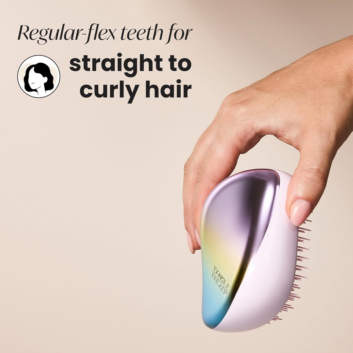 Tangle Teezer Compact Styler on the Go Detangling Hair Brush, Pearlescent Chrome - Pearlescent Chrome image number 3