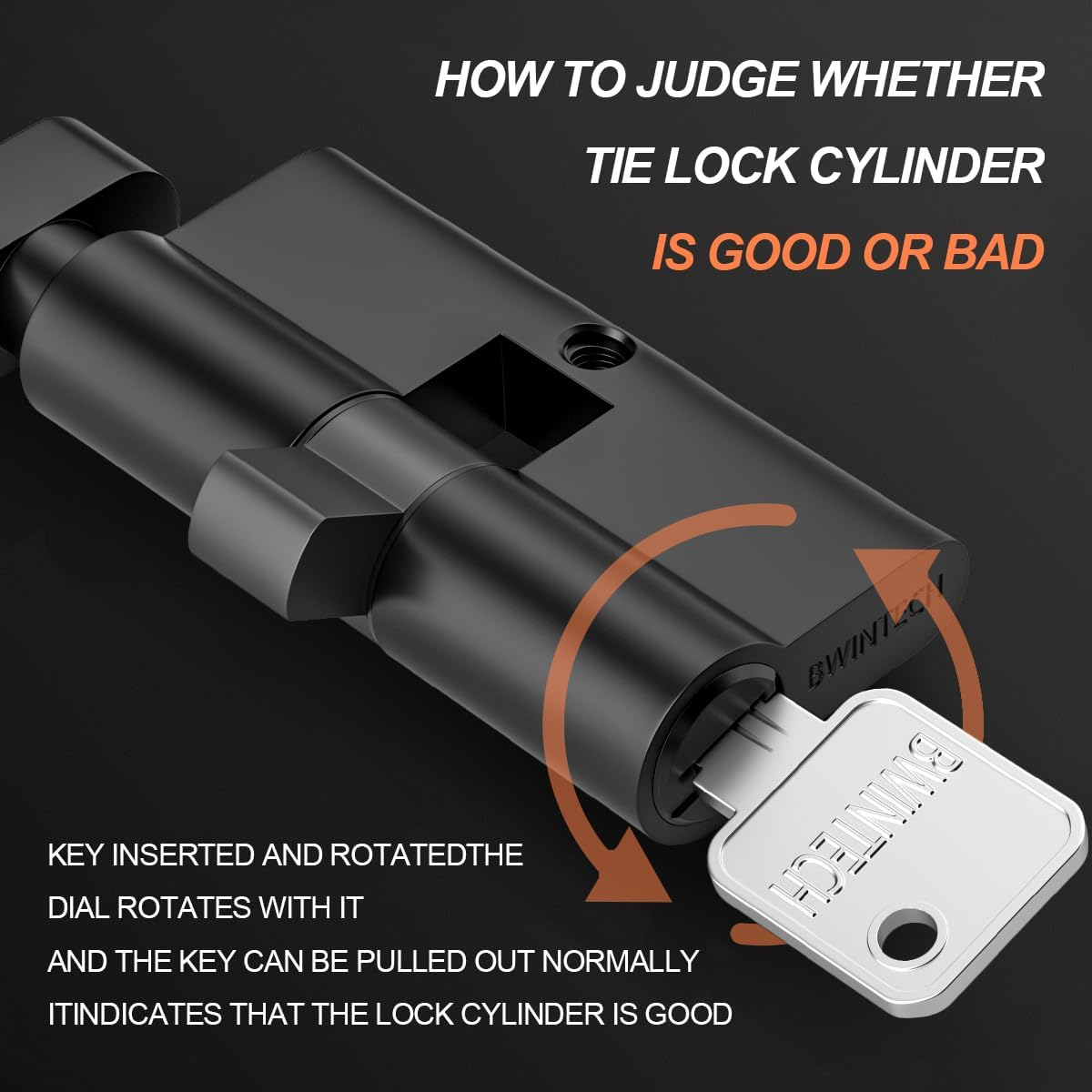 Bwintech Keyed Alike 30T/30 Mm Euro Brass Cylinder, 60 Mm Key/Key Cylinder Lock with 5 Horizontal Brass Keys, anti Picking, anti Drilling, anti Bumping, Black Surface