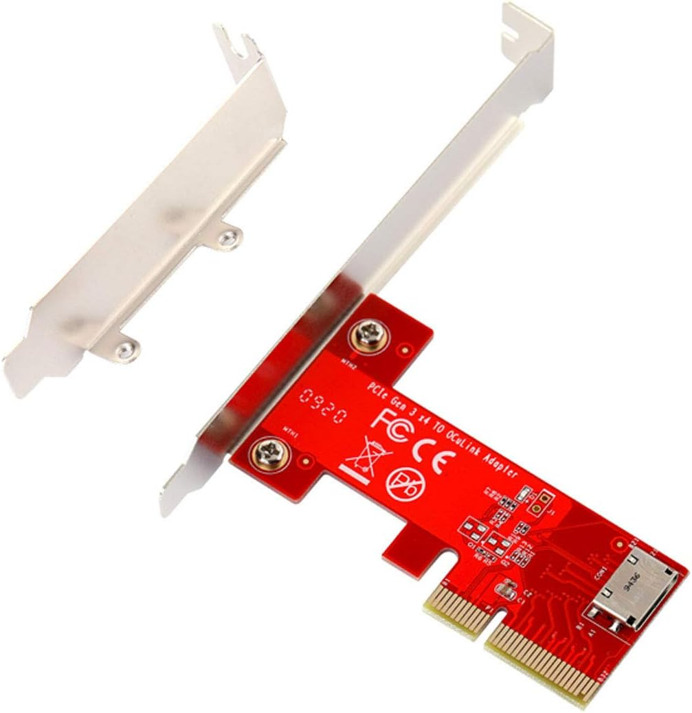 Xiwai PCI-E 3.0 X4 to Oculink SFF-8612 SFF-8611 Host Adapter for Pcie SSD with Low Profile Bracket image number 1