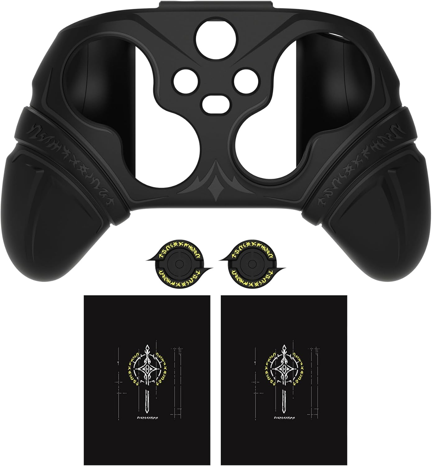 Playvital Silicone Controller Cover for Xbox Series X/S with Thumbstick Cap & Sticker- Runes Edition Anti-Slip Grip Skin, Shockproof Protector for Xbox Core Wireless Controller(Black) - Purple image number 3