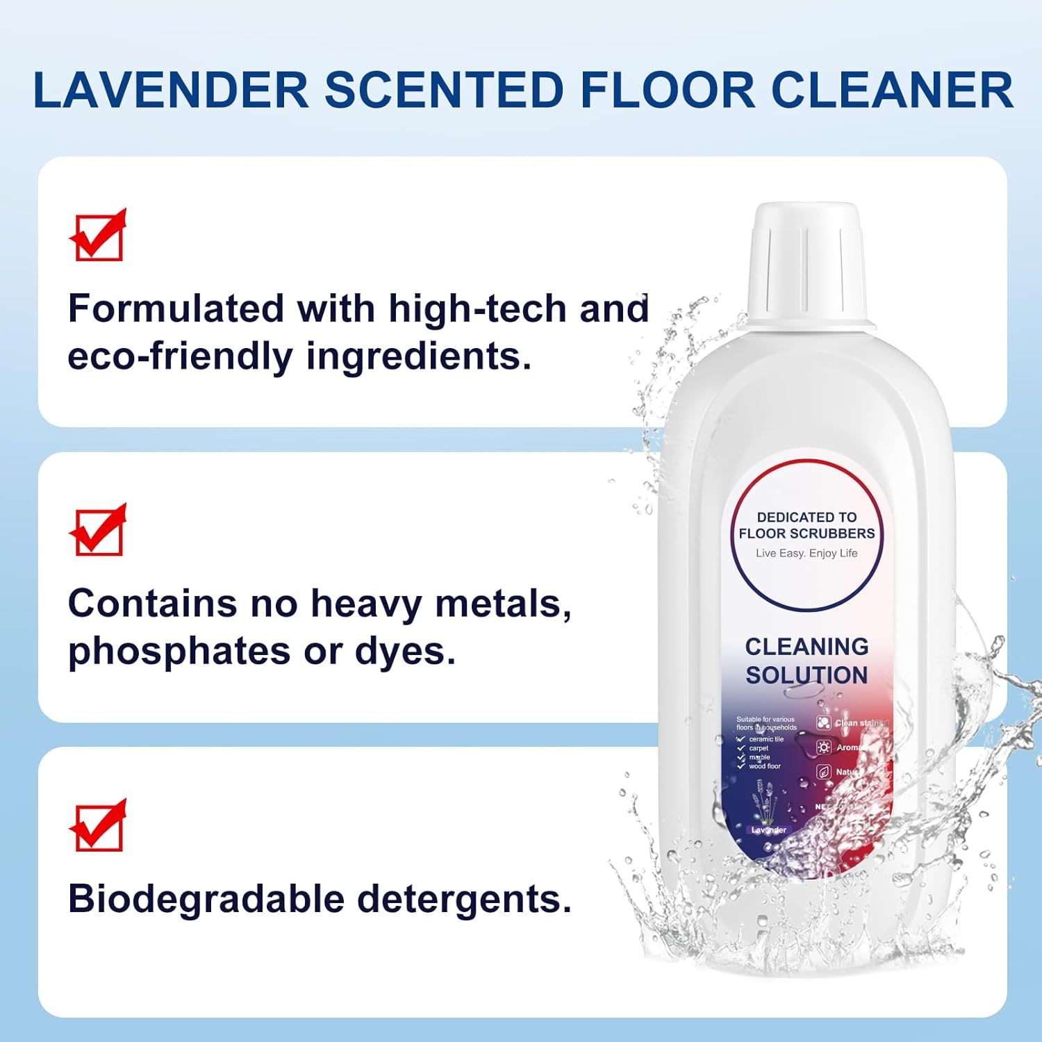 2 Bottle Floor Cleaning Solution Compatible with Tineco, Deep Cleans for Multiple Hard Floors, Suitable with All Robot Vacuums with Mopping and Cordless Wet/Dry Vacuum Mop Cleaner -Lavender image number 1