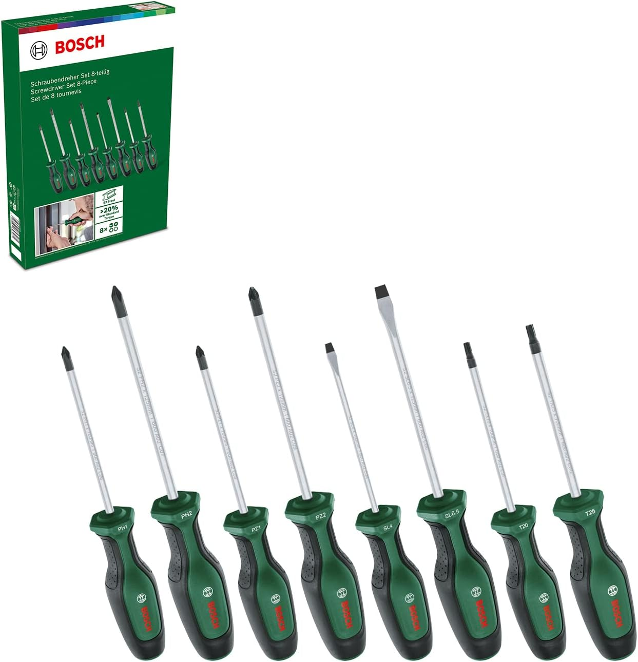 Bosch Home & Garden Screwdriver Set TX 5-Piece (5X High-Performance Screwdrivers for DIY; S2 Steel; Softgrip; Magnetic Tip) image number 1