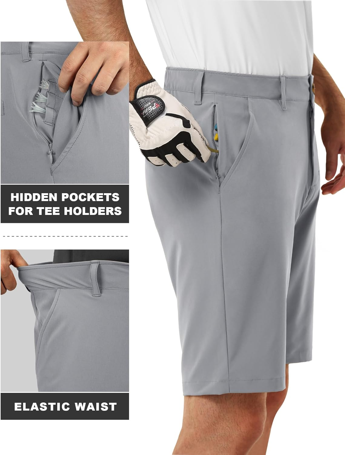 33,000Ft Men'S Golf Shorts Dry Fit, 11" Lightweight Quick Dry Golf Stretch Bermuda Shorts Performance Casual Shorts with Pockets for Golf Travelling and Working image number 2