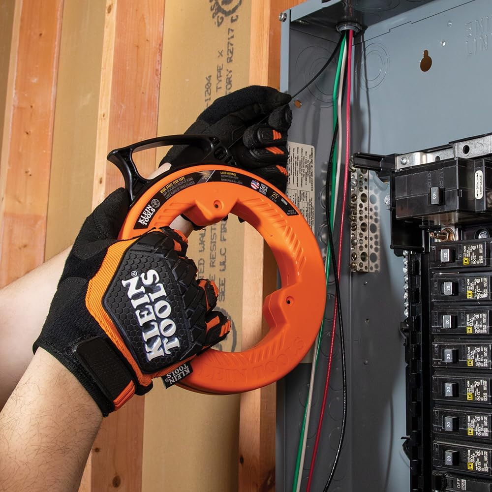 Klein Tools 56335 Flat Steel Electrical Fish Tape, 25-Foot 1/4-Inch Wide image number 1