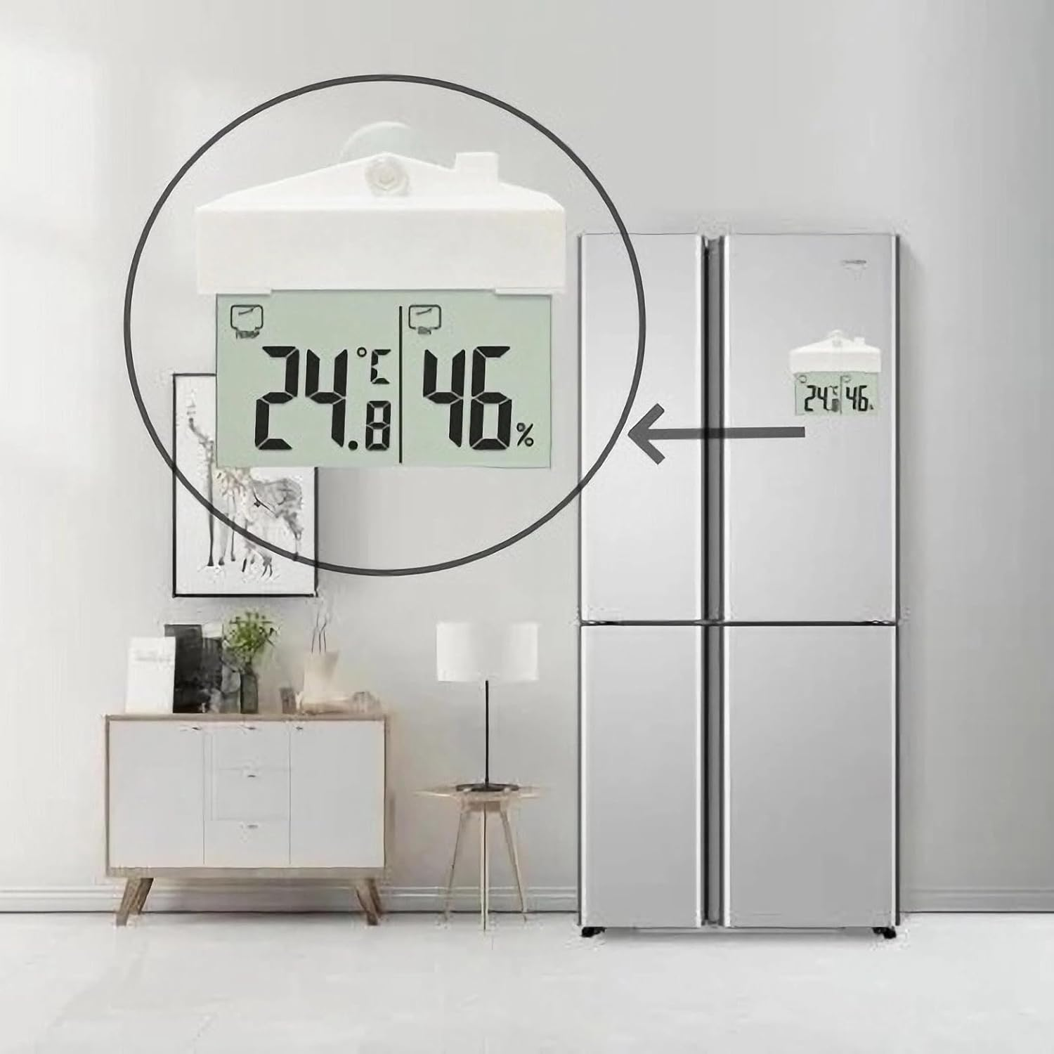 Lancoon Digital Thermometer Hygrometer Indoor Outdoor with LCD Display, Wireless Suction Cup Thermometer, Real Time Monitoring, Battery Powered for Living Room Badroom image number 5