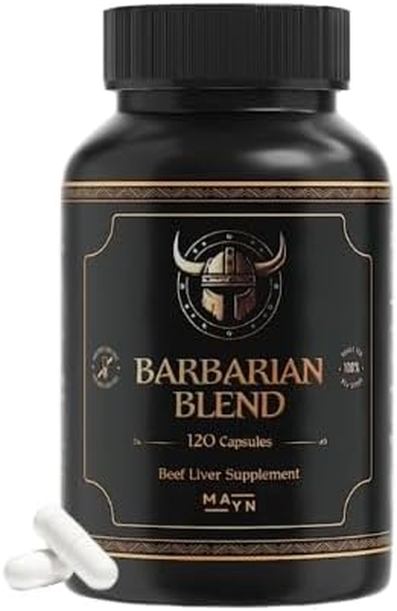 MAYN Barbarian Blend Grass-Fed Beef Liver Supplement Capsules &ndash; 100% Organic Desiccated Blend with Natural Iron, Vitamin B12 & a &ndash; Boosts Heart Health, Energy & Immunity &ndash; Non-Gmo, Gluten-Free, Freeze-Dried &ndash; 120 Capsules image number 4