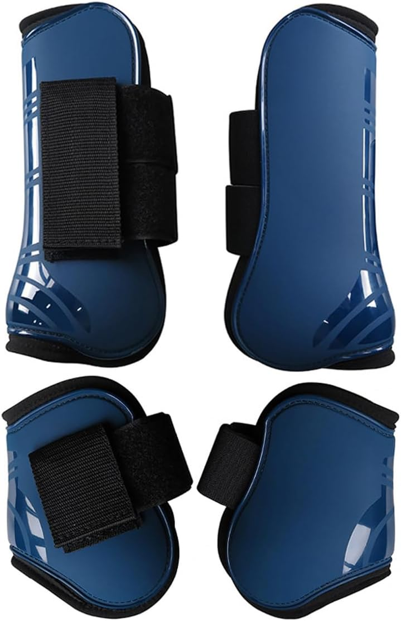 AIMALL Set of 4 Equestrian Horse Leg Protectors, Durable Dive Material with Velcro Straps, Enhanced Joint Protection, Blue, Size Large