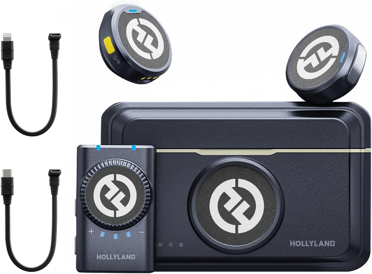 Hollyland Lark M2 Wireless Microphone for Iphone, Camera and Android, All in One(2Tx+3Rx), 1000Ft Los Range, Hi-Fi Audio, Noise Cancellation, 40H Duration, for Vlogging