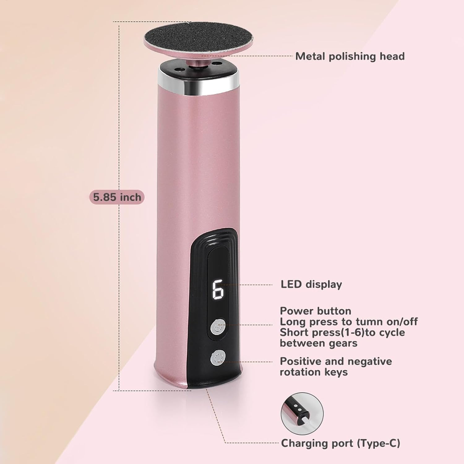 Electric Foot Callus Remover- 172G Foot Sander Pedicure Tool | Electric Callus Remover for Feet, 2 in 1 Pedicure Dead Skin Scrubber, 360 Degree Rotation Electric Foot Grinder Tool for Home and Travel image number 2