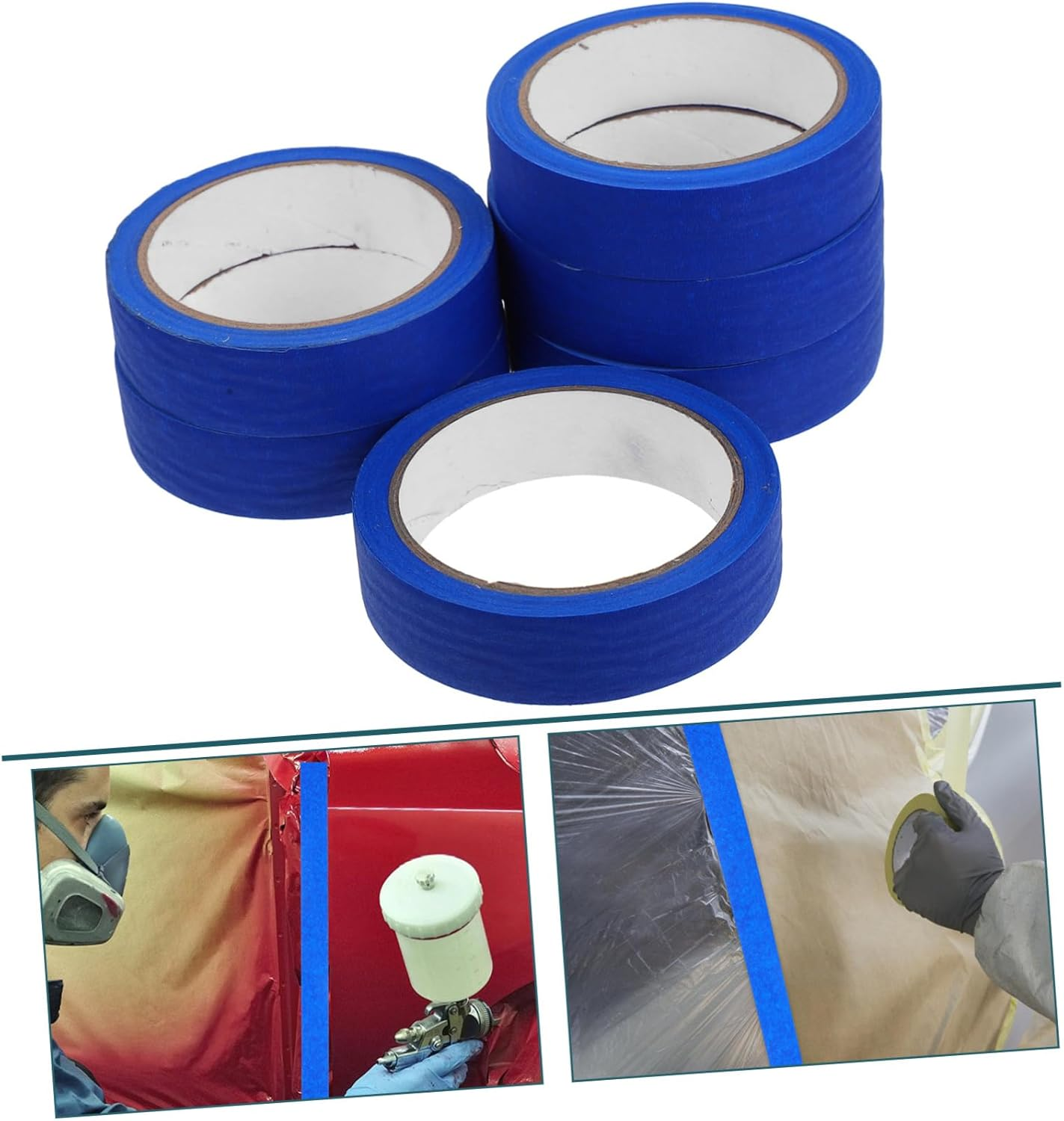 6Rolls Thick Masking Tape Yards for Auto Painting and Craft Projects Adhesive Masking Paper image number 3