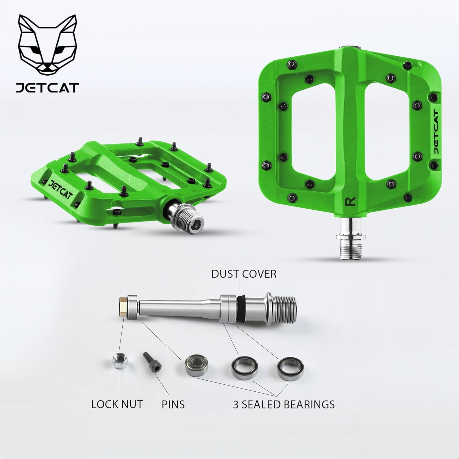 JETCAT Mountain Bike Pedals Flat - MTB Pedals Flat, Bicycle Pedals for Bmx/Mtn/Road/Gravel/Ebike, BMX Pedals, Platform Pedals, Adults & Kids Bike Replacement Upgrades Parts 9/16 image number 3