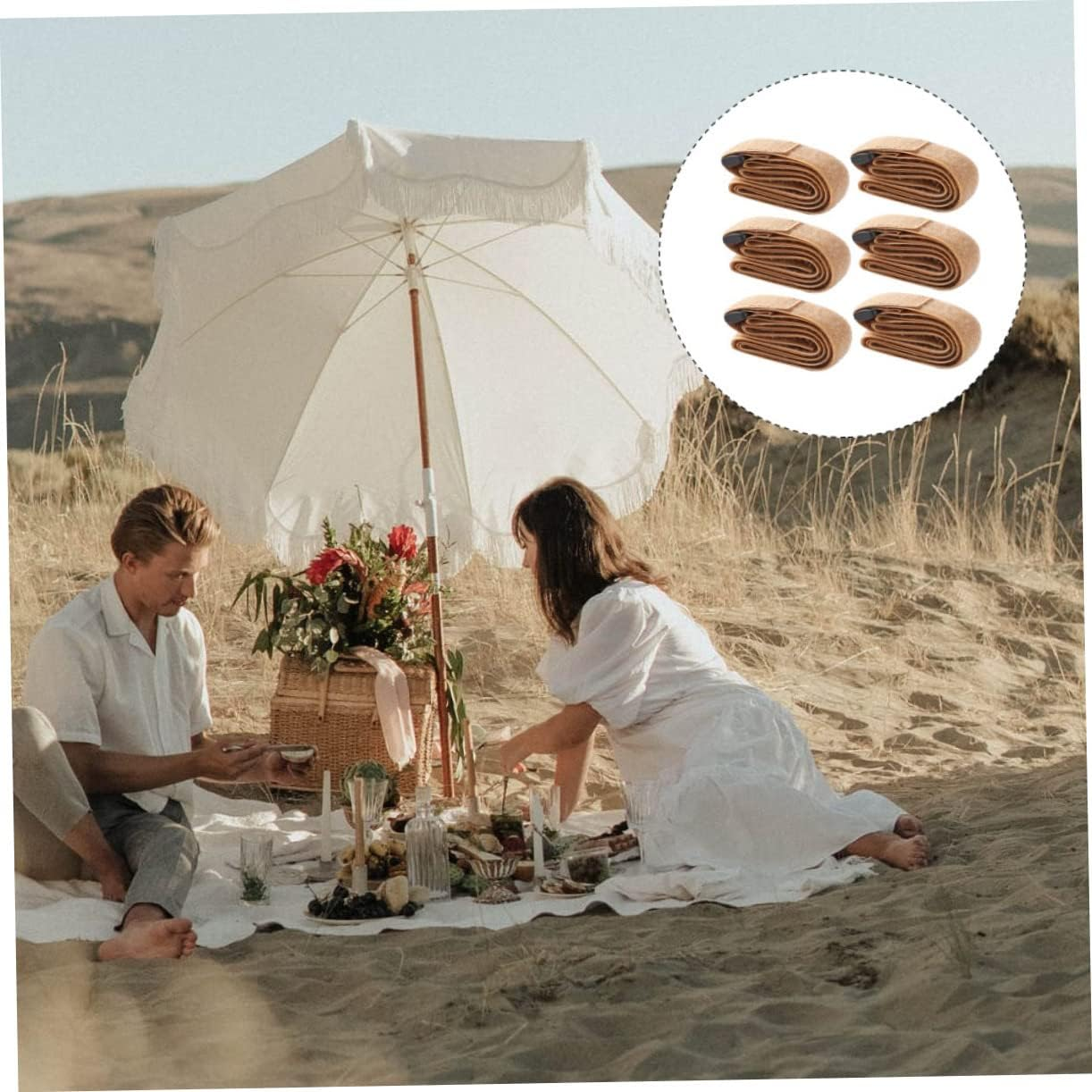 WHAMVOX 6Pcs Outdoor Cargo Binding Belts Adjustable Luggage Straps Hook and Loop Fasteners for Camping and Travel Heavy-Duty Fixing Straps for Backpacks and Gear Random Color image number 3