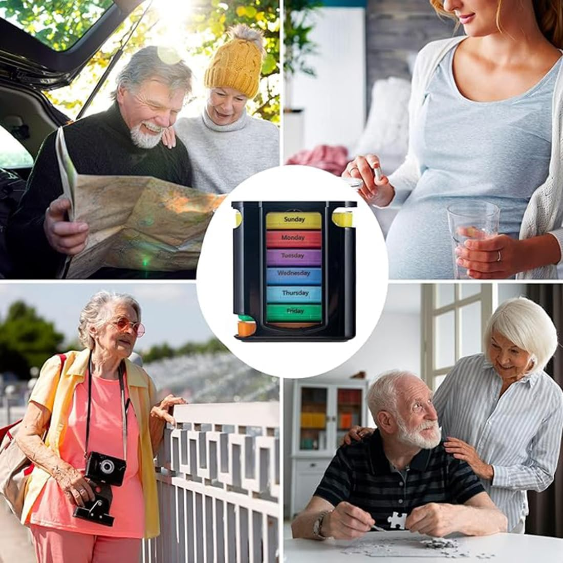 Stackable Daily Pill Organizer(4 Times a Day), Weekly Medication Reminder, Premium Weekly AM/PM Pill Box with 7 Individual Stacking Cases for Vitamins, Medication, Supplements, Fish Oils image number 3