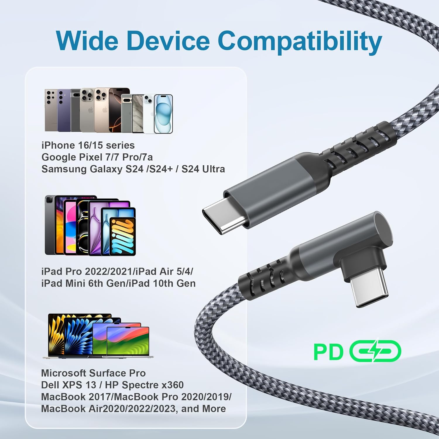 Basesailor for Apple Iphone 16 15 Pro Max Charger Cable 3M,USBC to USB C Cord 100W with USB Adapter,Pd Fast Charging Car Carplay Cord for Iphone 16 15,Ipad 10Th Air 5Th Mini 6 7Th Generation,17