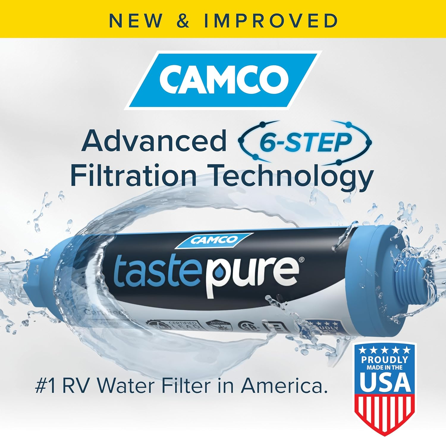 Camco 40045 Tastepure Inline RV Water Filter, Greatly Reduces Bad Taste, Odors, Chlorine and Sediment in Drinking Water (2 Pack) image number 1