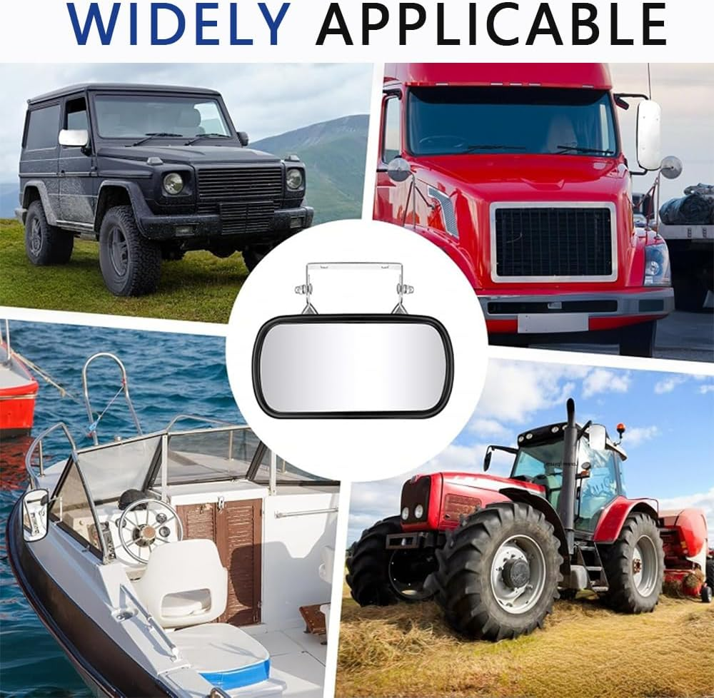 2 Piece Stainless Steel Rectangular Convex Mirror with Rectangular U-Bracket Rearview Mirror, Downward View Convex Mirror Assembly for Improved Visibility on Cars, Trucks, Tractors and Forklifts image number 1