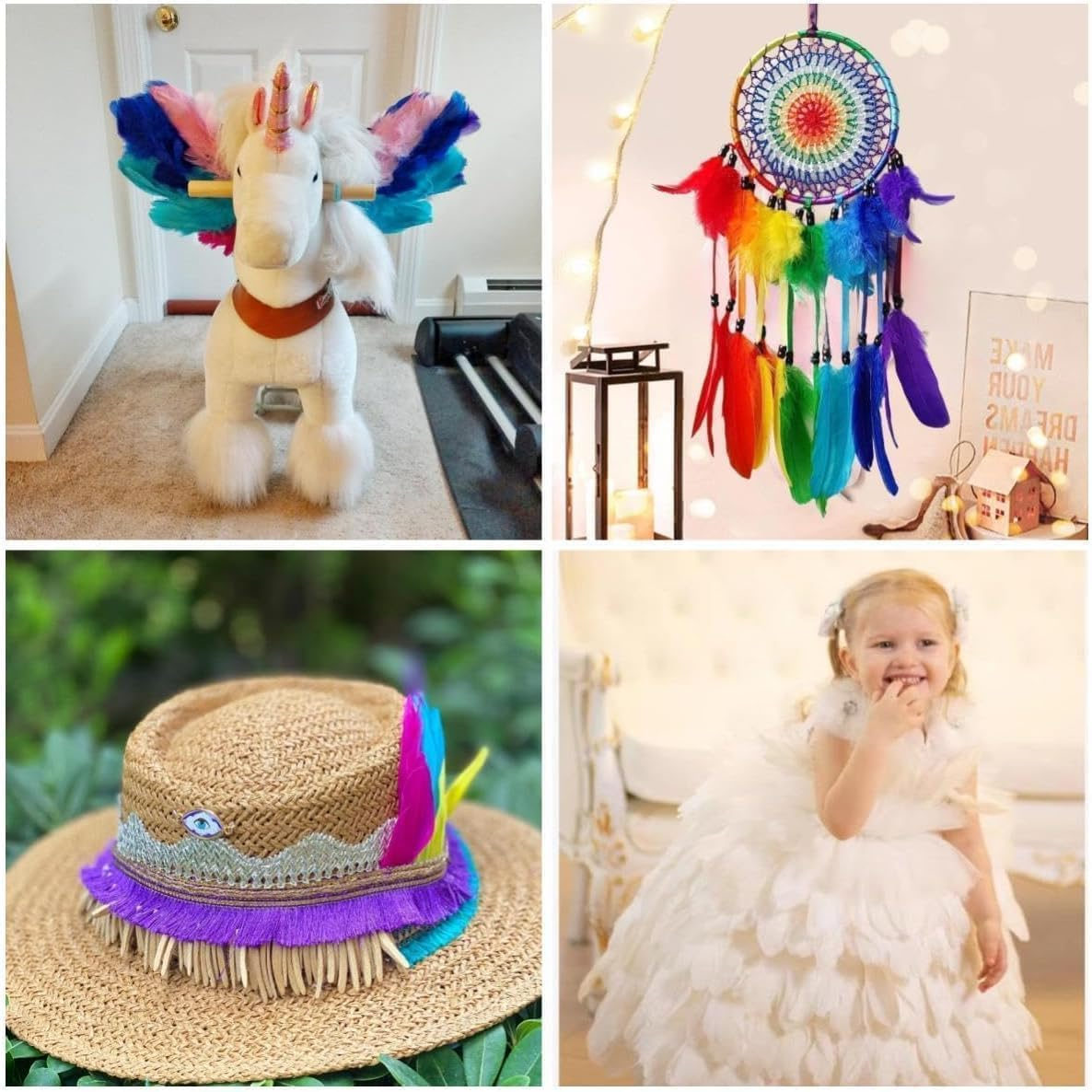 Liuliu Rabbit Colorful Goose Feathers for Crafts - 150Pcs 6-8Inch Craft Colored Feathers for DIY Crafts,Angel Wings,Dream Catcher and Wedding Party Decor image number 3