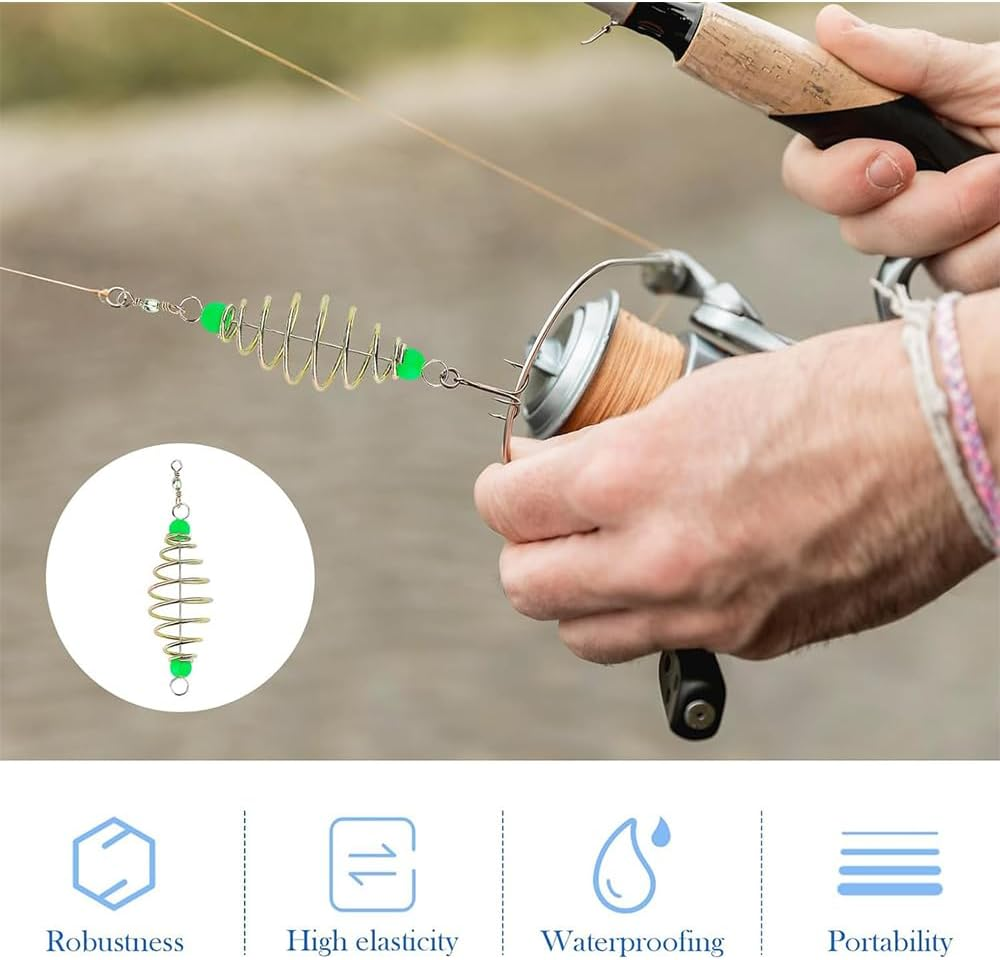 25PCS Fishing Feeder Bait Cage,Olive Shape Spring Fishing Bait Cage Holder Fishing Accessories Lure Feeder Carp Lure Fish with Pendant Bead image number 1