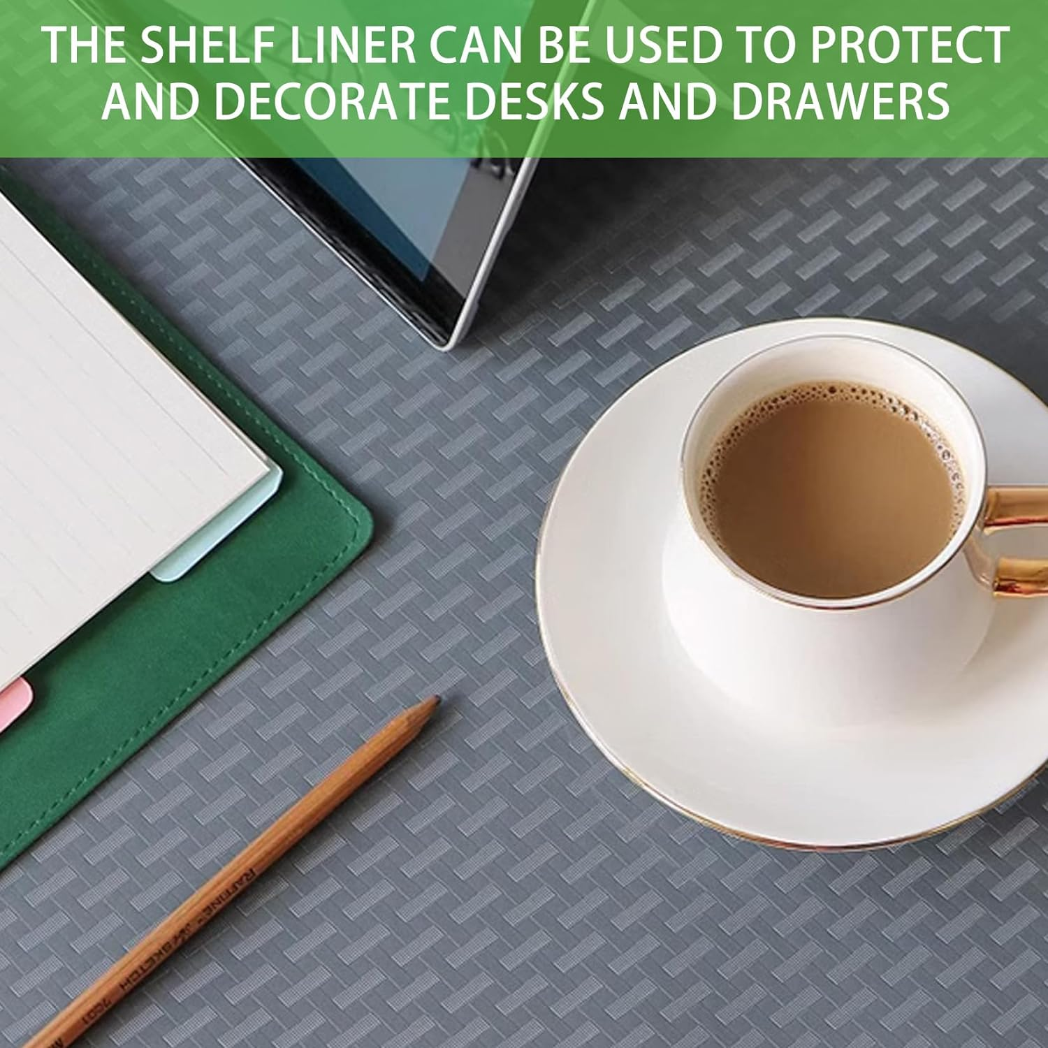 Shelf Liner Drawer Liners Kitchen Refrigerator Mats for Pantry Cabinet Liner Washable Fridge EVA Liner Woven Pattern Grey 30Cm X 600Cm image number 5