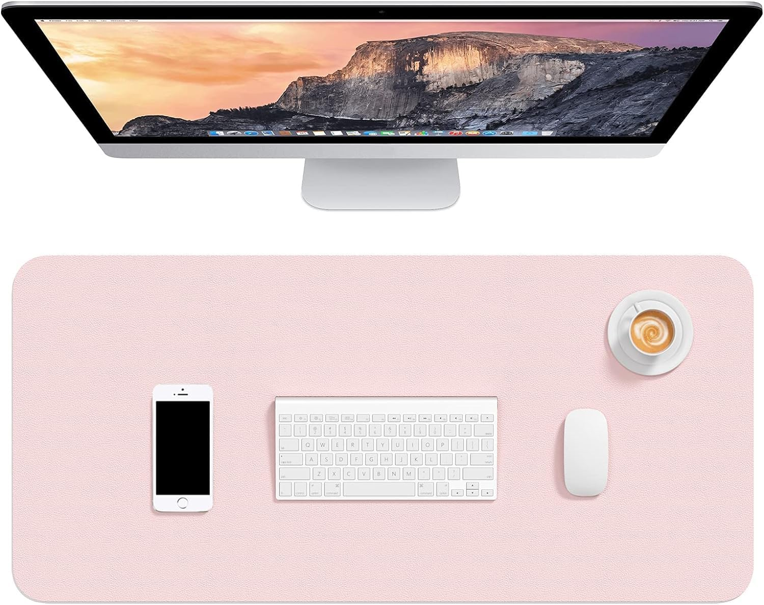 Miners2000 Desk Pad, 30" X 14" PU Leather Desk Mat, XL Extended Mouse Pad, Waterproof Desk Blotter Protector, Ultra Thin Large Laptop Keyboard Mat, Non-Slip Desk Writing Pad for Office Home (Pink)