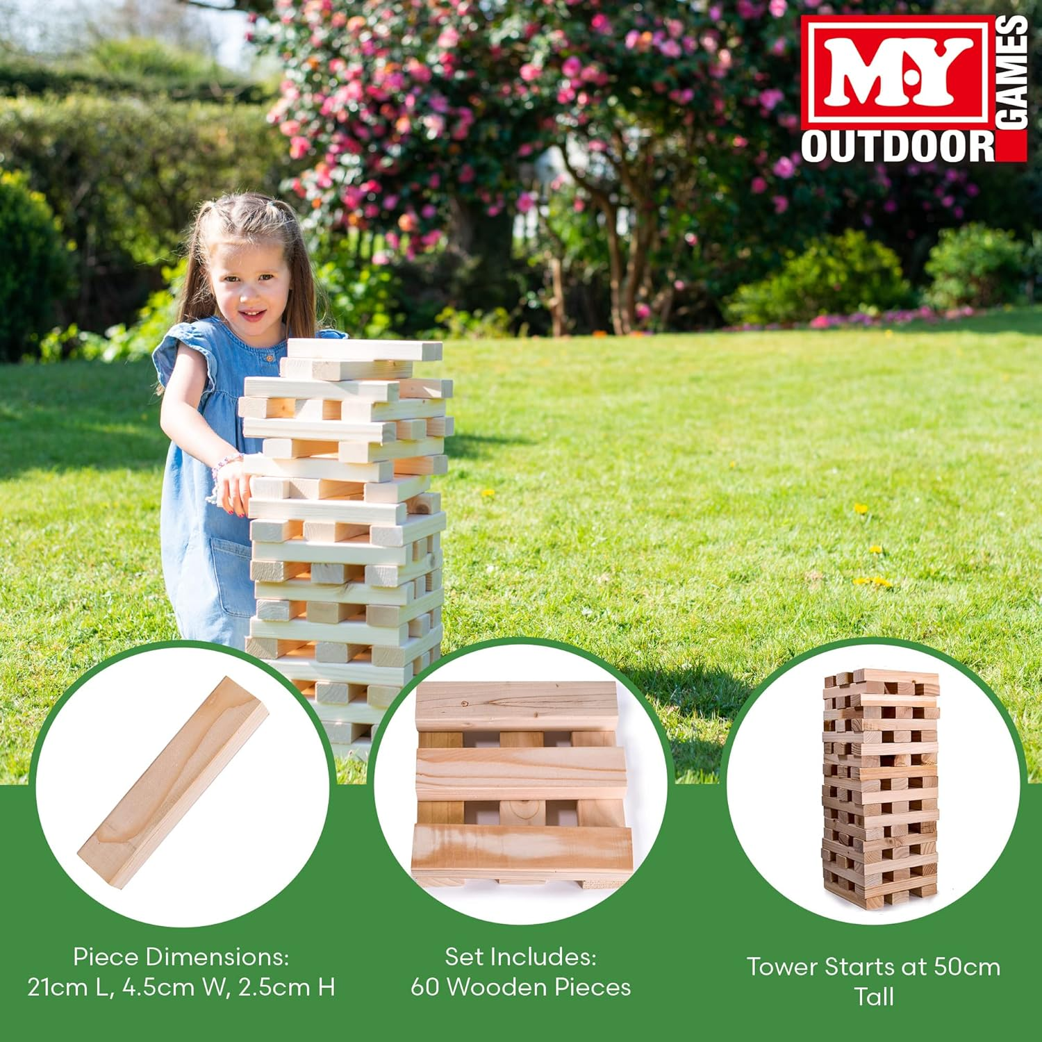 M.Y Outdoor Games | Giant Tumbling Tower | Family Garden Games image number 6