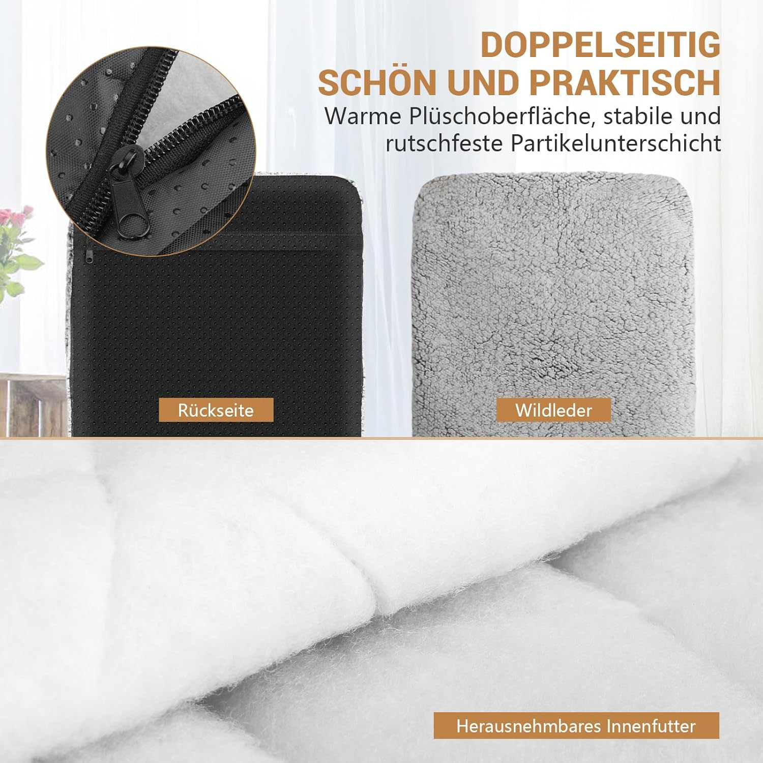 MOCOBO Cat Blanket, Heat Blanket, Washable, Non-Slip Base, Cream - 60 X 40 Cm image number 6