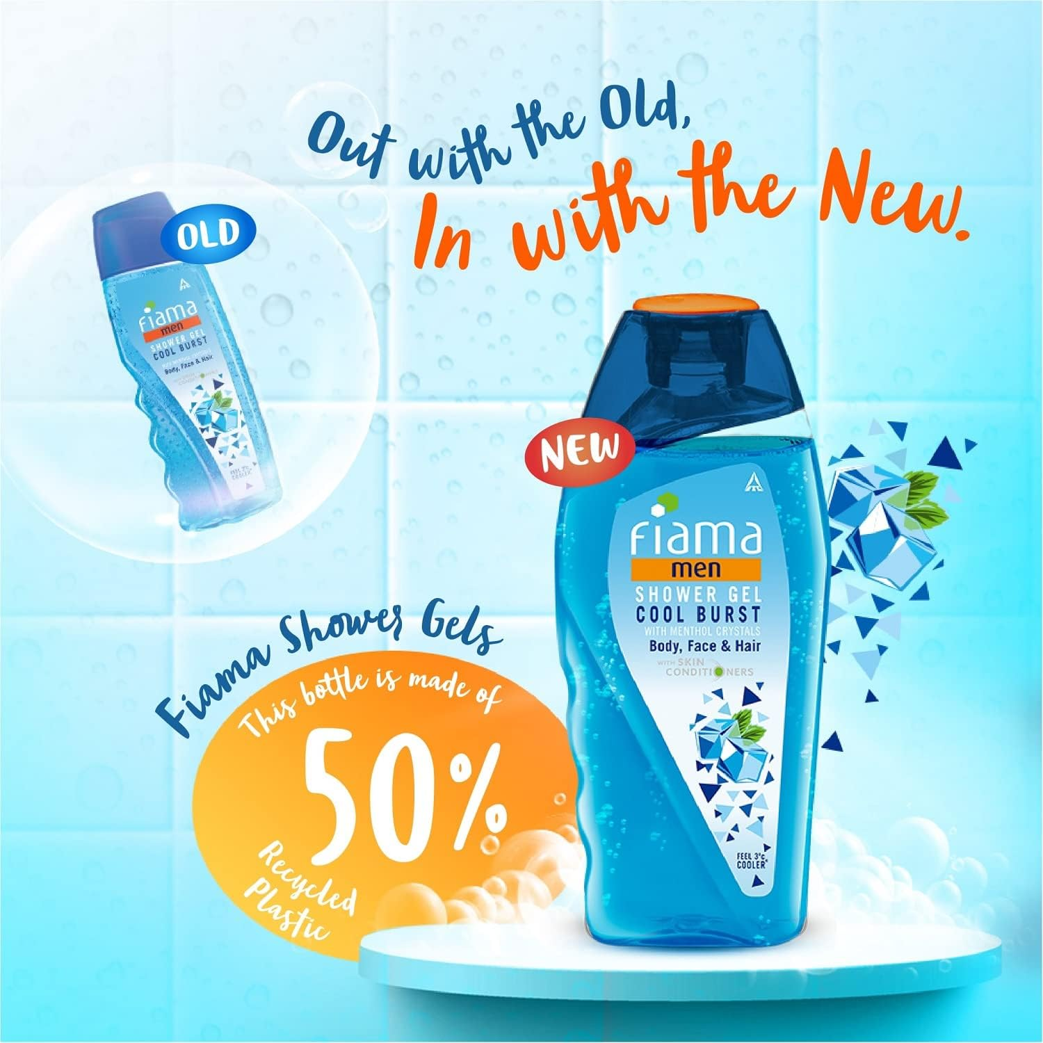 Fiama Men Shower Gel Cool Burst, Body Wash with Skin Conditioners for Moisturised Skin, 250 Ml Bottle image number 3