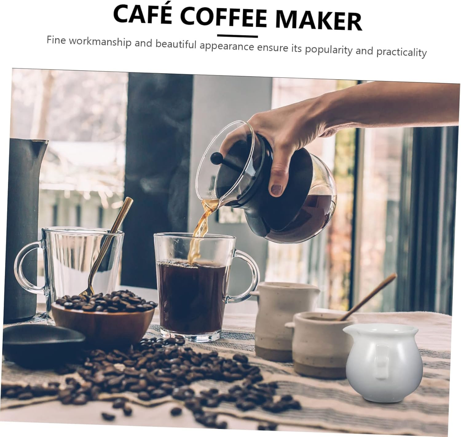 Kisangel 3Pcs White Ceramic Milk Frothing Pitchers Set &ndash; Creative Coffee Frothing Cups with Sauce Pourer for Espresso Machines, Milk Frother Accessories for Home and Caf&eacute; Use