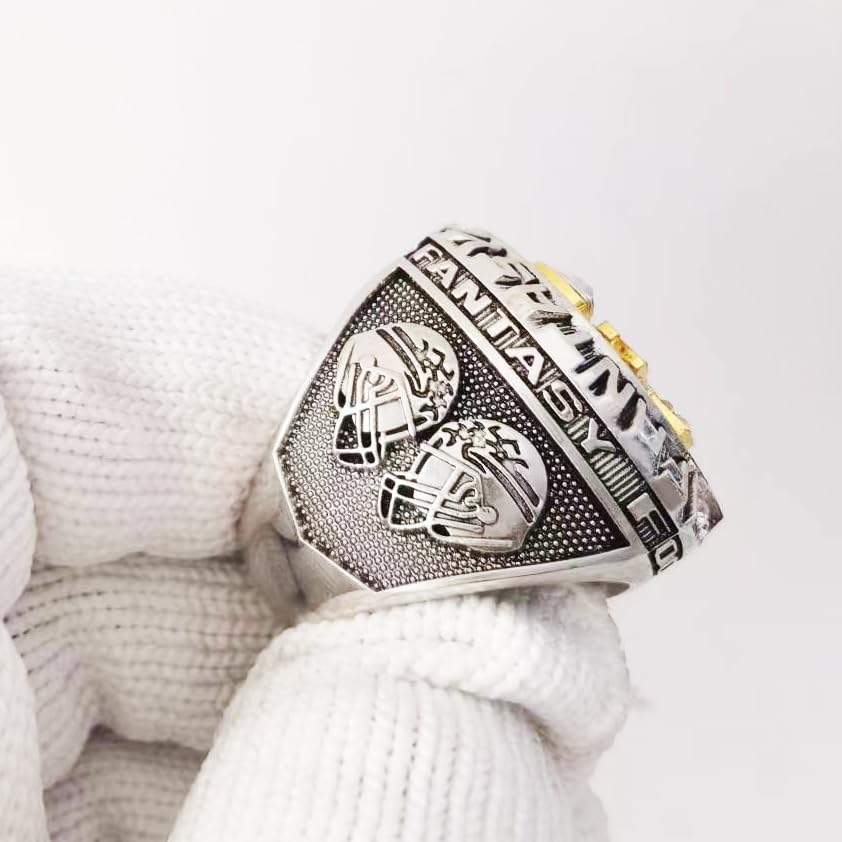 Noblehead 2024 Fantasy Football Ring | Heavy FFL Champion Ring | Gold Silver Tone Plated Award Trophy for Fantasy Football League Winner image number 4