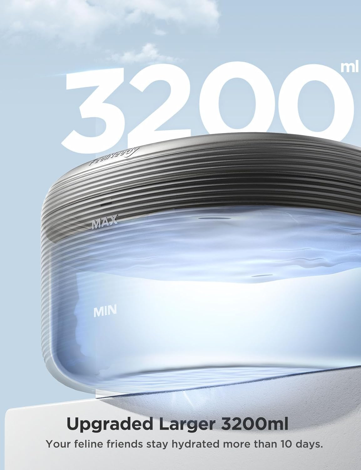 FEELNEEDY 3.2L/108Oz Cat Water Fountain for Drinking, Pet Water Fountain with 3 Replacement Filters, Upgraded Silent Pump, Bpa-Free, LED Indicator Light image number 5