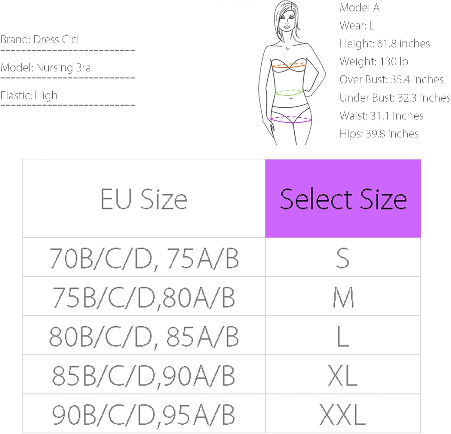 Dress Cici Premium Removable Padded Nursing Bra - U Back Wire Free Full Coverage, 3 PCS image number 2