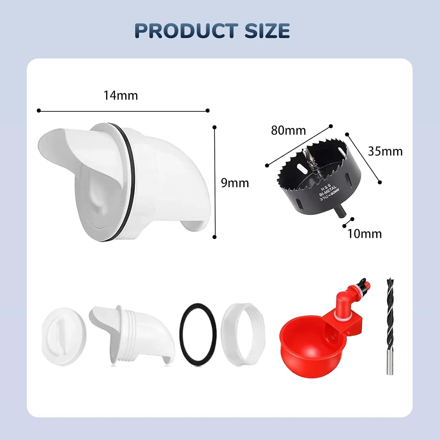 Chicken Feeder and Waterer Set 6PC Automatic Chicken Waterer Cups with Sealed Lid Design Large Capacity Poultry Drinker System with Hole Cutter for Chicks Ducks Geese Birds image number 3