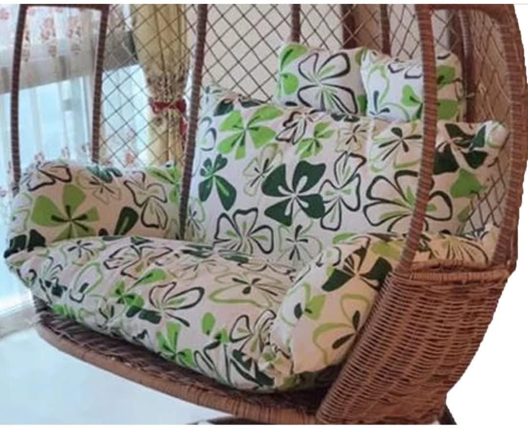 Hanging Swing Chair Seat Cushion for Garden Furniture, Waterproof Double Papasan Chair Cushion with Pillow, Large Thicken Hanging Egg Hammock Chair Cushion Replacement for Patio Flower