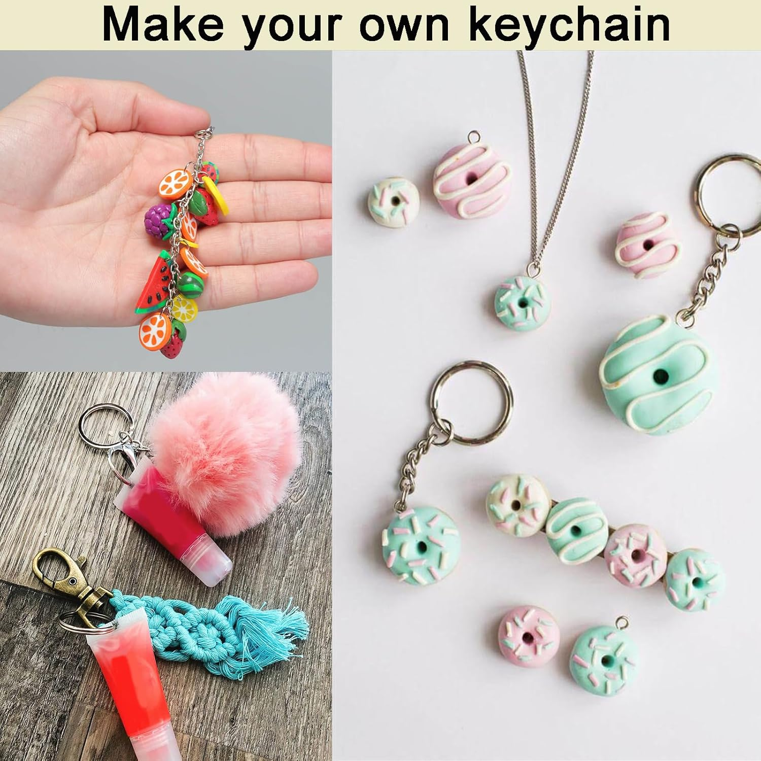 Keychain Making Kit,Key Rings,Key Rings Bulk,Keychain Rings,Necklace Clasp,Lobster Claw Clasps for Keychains,Jump Rings for Jewelry Making image number 1