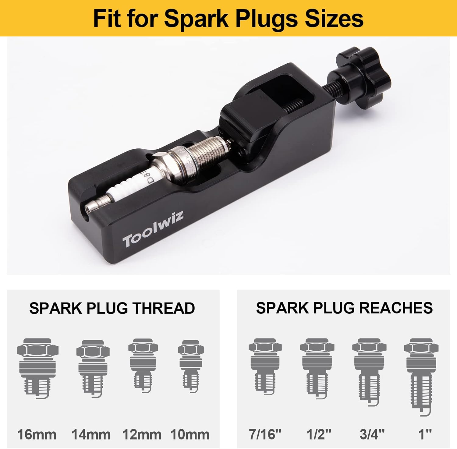 Toolwiz Spark Plug Gap Tool with 32 Blade Steel Feeler Gauge, Gapping Tool for Most 10Mm 12Mm 14Mm 16Mm Thread Spark Plugs, Black image number 5