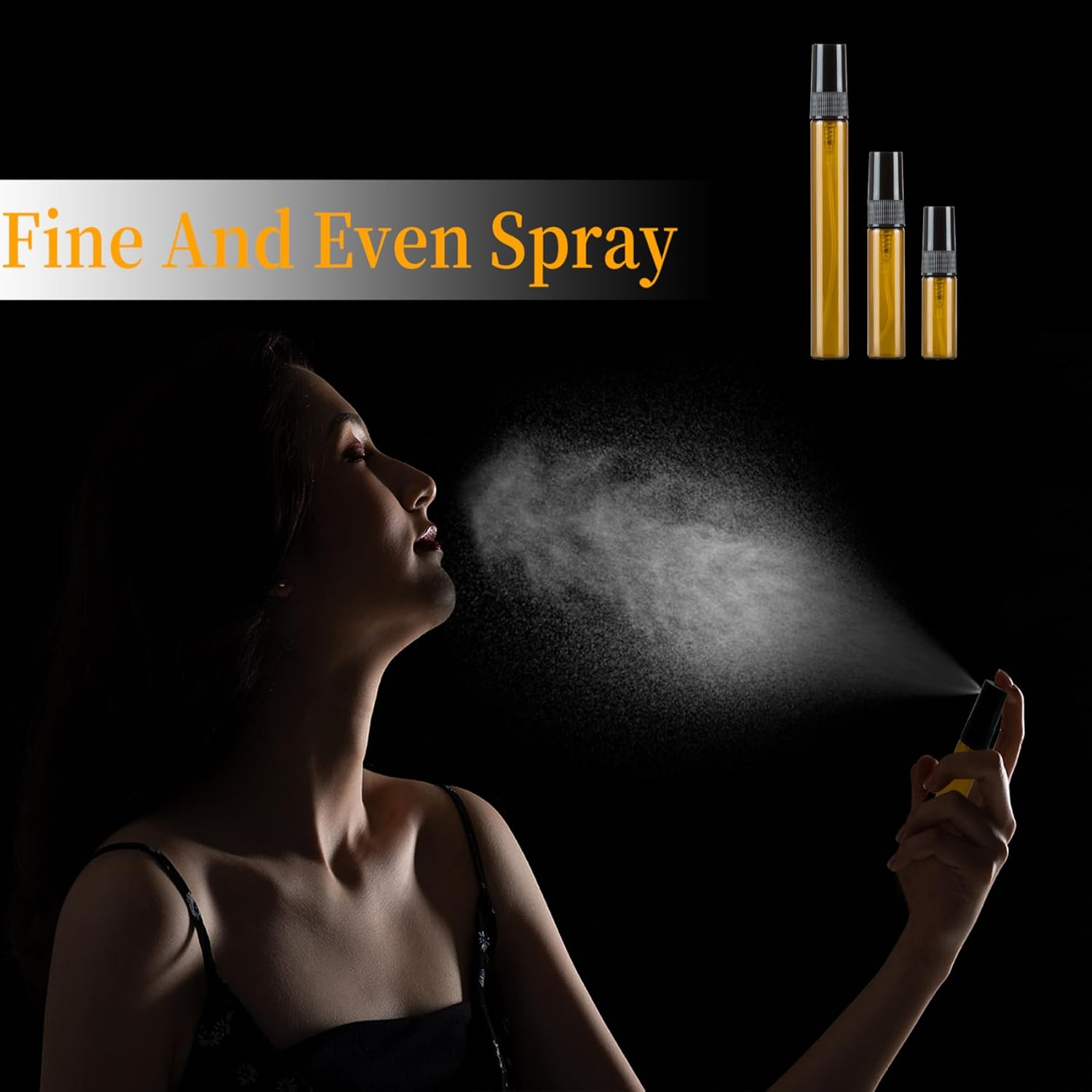 Pack of 15 Amber Perfume Atomisers Empty Spray Bottle Glass Small for Filling, Mini Pump Bags Perfume Bottle Refillable Perfume Samples for Travel 3 Ml/5 Ml/10 Ml with Pipettes Press Head image number 6